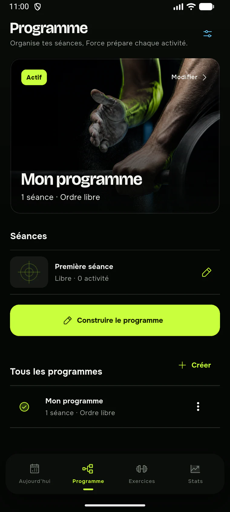 Programme d’entraînement dans Force
